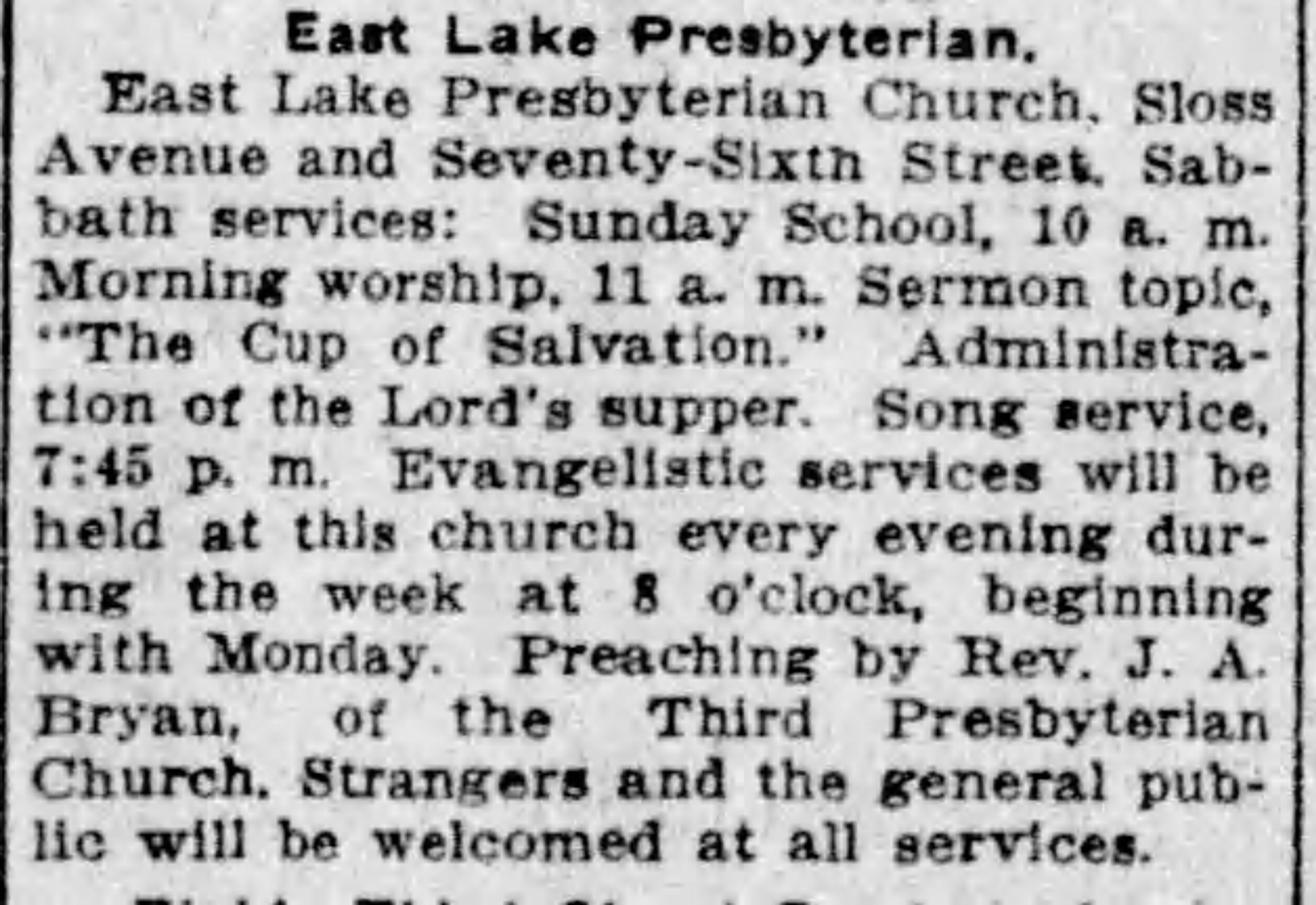 East Lake Presbyterian Evangelistic Services